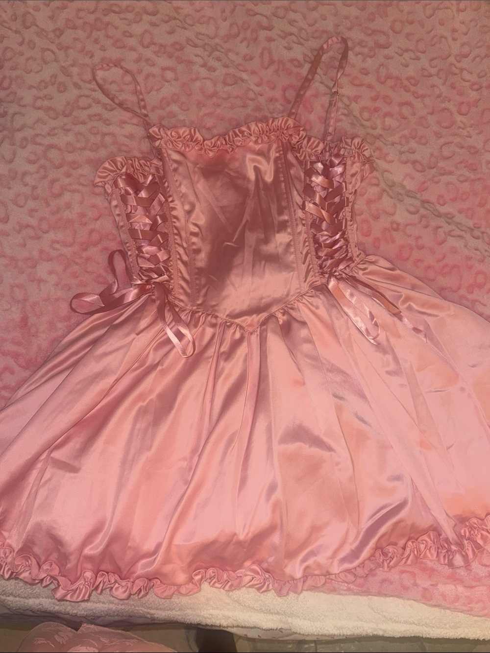 Sugar Thrillz Pink Satin Lace-Up Party Dress for Girls